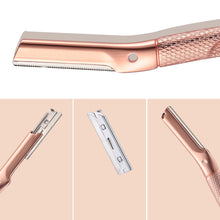 Load image into Gallery viewer, Rose gold dermaplaner facial razor with the blade taken apart - Shoreline Shaving