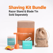 Load image into Gallery viewer, Ultimate shaving kit bundle including razor stand and blade tin - Shoreline Shaving