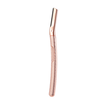 Load image into Gallery viewer, Full length image of metal rose gold dermaplaner facial razor - Shoreline Shaving