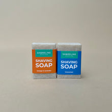 Load image into Gallery viewer, Two natural shaving soaps next to each other on a nude background  - Shoreline Shaving