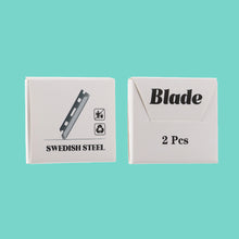 Load image into Gallery viewer, 2 pack of refill dermaplaner blades showing the front and back of the pack - Shoreline Shaving