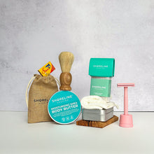 Load image into Gallery viewer, The keen shaver bundle with pastel pink safety razor, shaving soap, blade tin, stand, soap tin and many more accessories - Shoreline Shaving