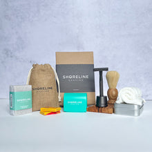 Load image into Gallery viewer, Men's grooming bundle with matte black safety razor shaving kit - Shoreline Shaving