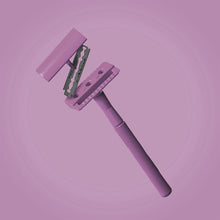 Load image into Gallery viewer, Purple safety razor deconstructed - Shoreline Shaving