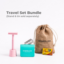 Load image into Gallery viewer, Pastel pink safety razor travel set bundle - Shoreline Shaving
