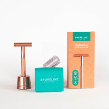 Load image into Gallery viewer, Safety razor gift set with rose gold razor - Shoreline Shaving