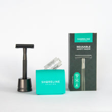 Load image into Gallery viewer, Safety razor gift set with black razor - Shoreline Shaving