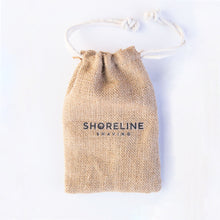 Load image into Gallery viewer, Hessian drawstring travel bag on white background, which is used to carry an eco-friendly safety razor - Shoreline Shaving
