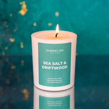 Load image into Gallery viewer, Sea salt &amp; driftwood natural soy wax candle by Shoreline Shaving
