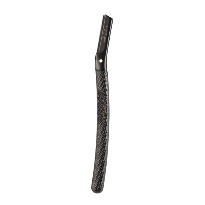 Full length image of matte black metal dermaplaner set - Shoreline Shaving