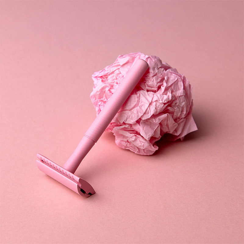 Pink Moded Razor Eco Shaving Kit with Pastel Pink Reusable Safety Razor