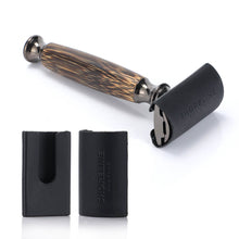 Load image into Gallery viewer, Razor protector with matching gunmetal bamboo razor - Shoreline Shaving
