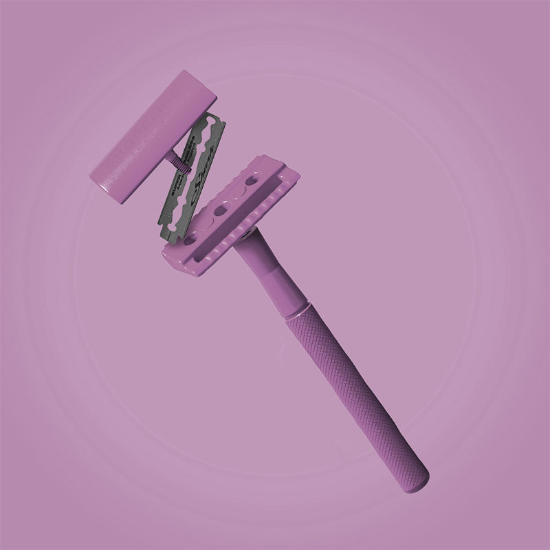 Light Passing Razorblade Light Purple Safety Razor Set - Blades & Travel Bag Included