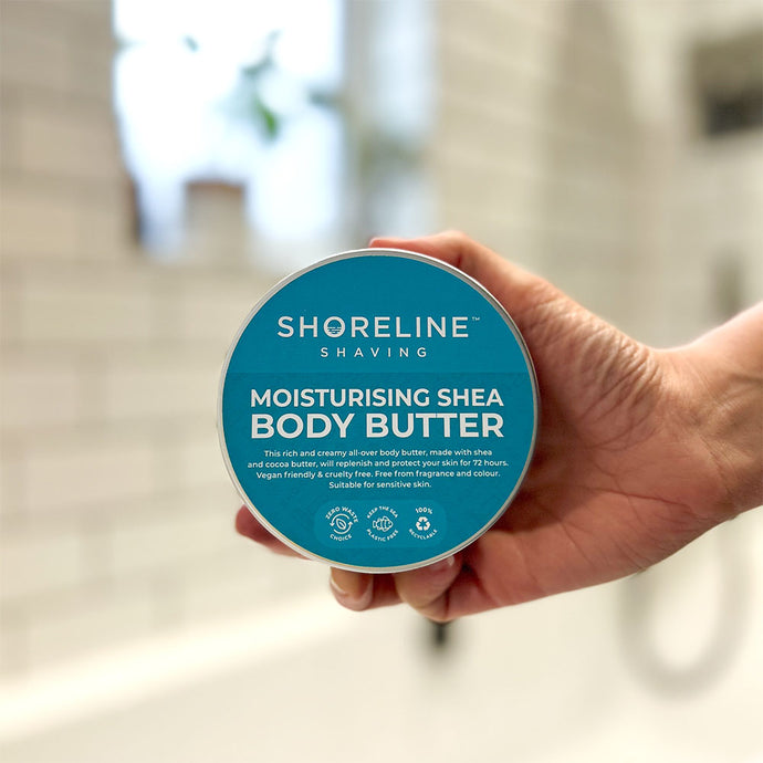 Moisturising shea body butter for post shave routine - Shoreline Shaving