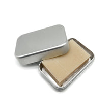 Load image into Gallery viewer, Metal container soap tin with shaving soap inside - Shoreline Shaving
