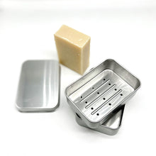 Load image into Gallery viewer, Travel soap tin with drip tray and shaving soap - Shoreline Shaving
