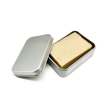 Load image into Gallery viewer, Metal container soap tin with shaving soap inside - Shoreline Shaving
