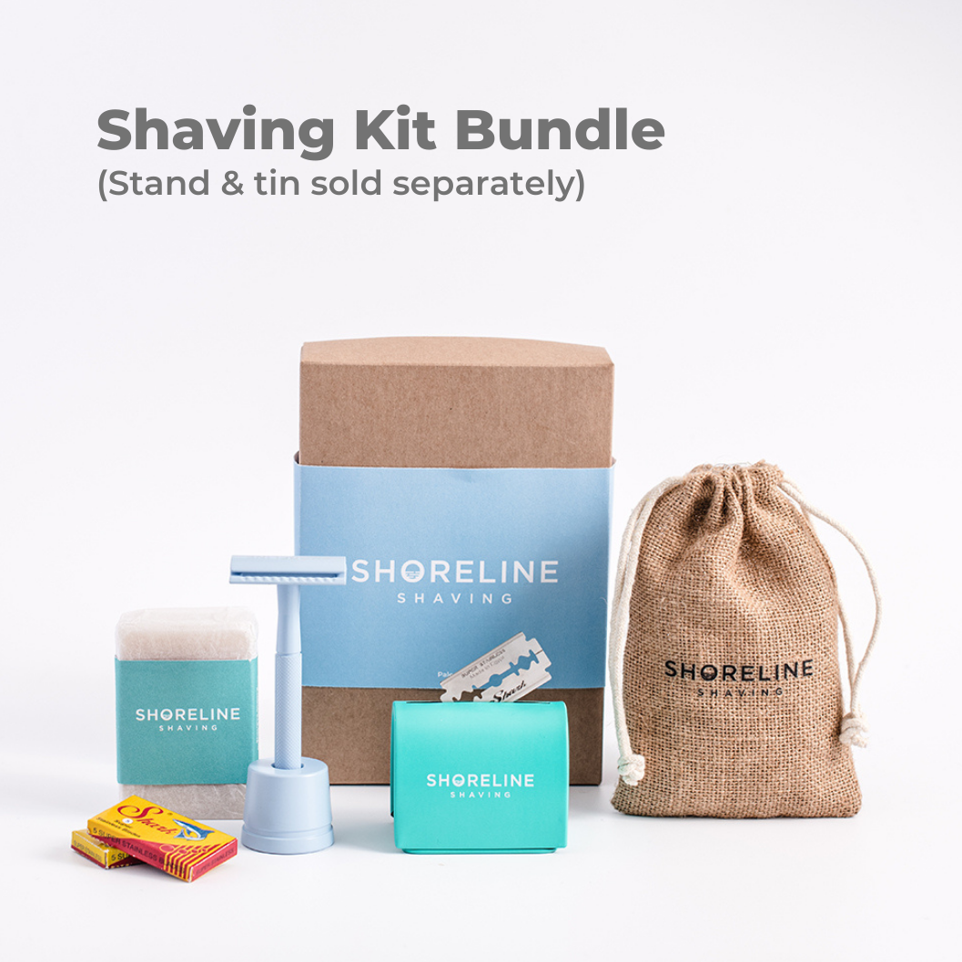 Shave Razor Pack Eco Shaving Kit with Pale Blue Reusable Safety Razor