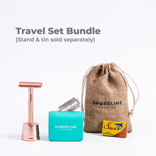 Load image into Gallery viewer, Travel Set - Rose Gold Reusable Safety Razor
