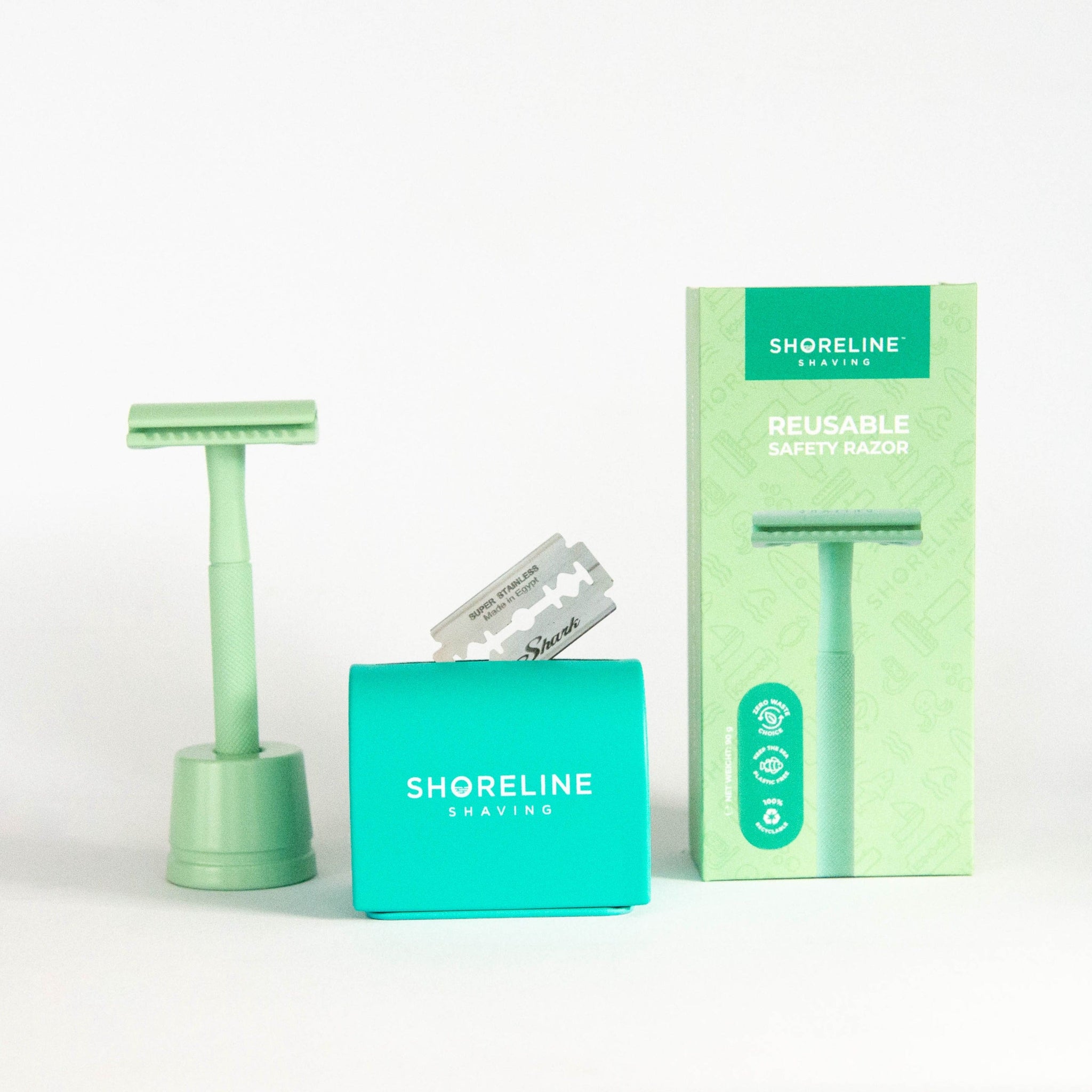 Green Shave Razor Safety Razor Gift Set for Men & Women | Shoreline Shaving UK