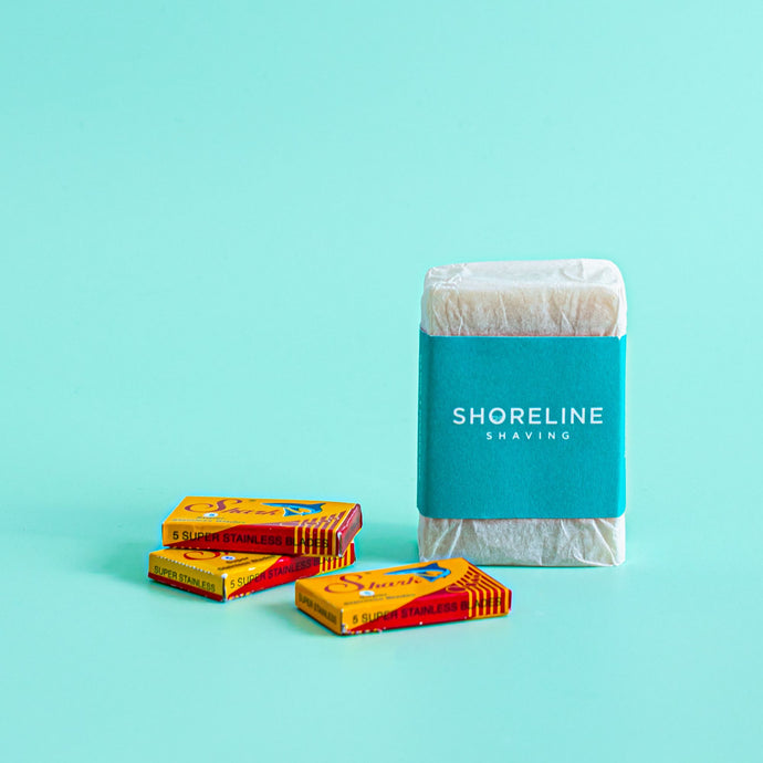 Replacement shaving bundle, including double edge blades and shaving soap - Shoreline Shaving